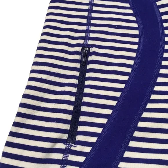 Lululemon In Stride Jacket Pigment Blue White Narrow Bold Stripe Women Size 4 - Picture 6 of 16